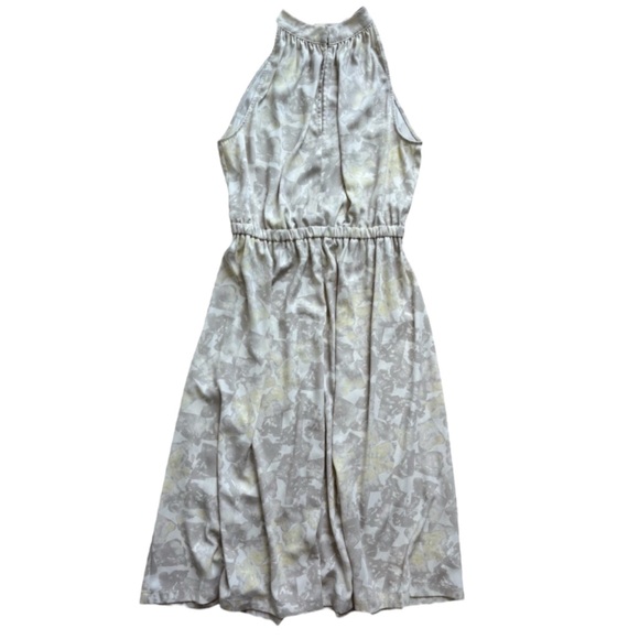 Prologue Ivory Yellow Floral Halter Dress Gray Ladies Small Cottage Girlhood - Picture 1 of 11